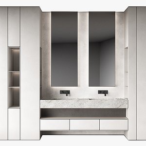 Bathroom kit Minimal furniture Rectangle mirrors Countertop sink