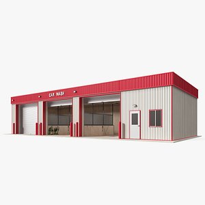 Red Car Wash Building Rigged