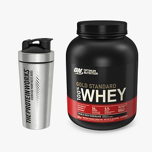 Whey Protein with Stainless Steel Shaker Collection 3D model