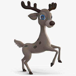 3D Grey Cartoon Deer Rigged