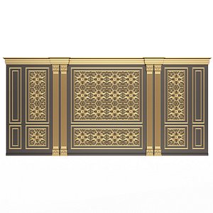 Boiserie Classic Wall with Mouldings 018 Black 3D model