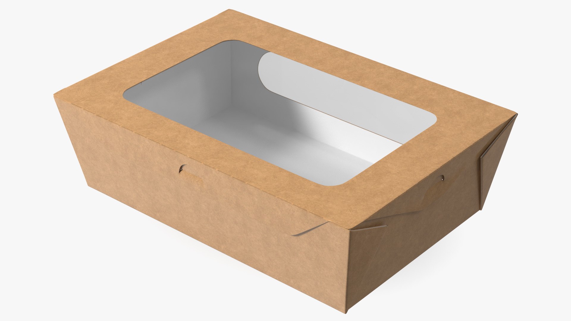 Large Kraft Salad Box with Clear Window 3D model preview