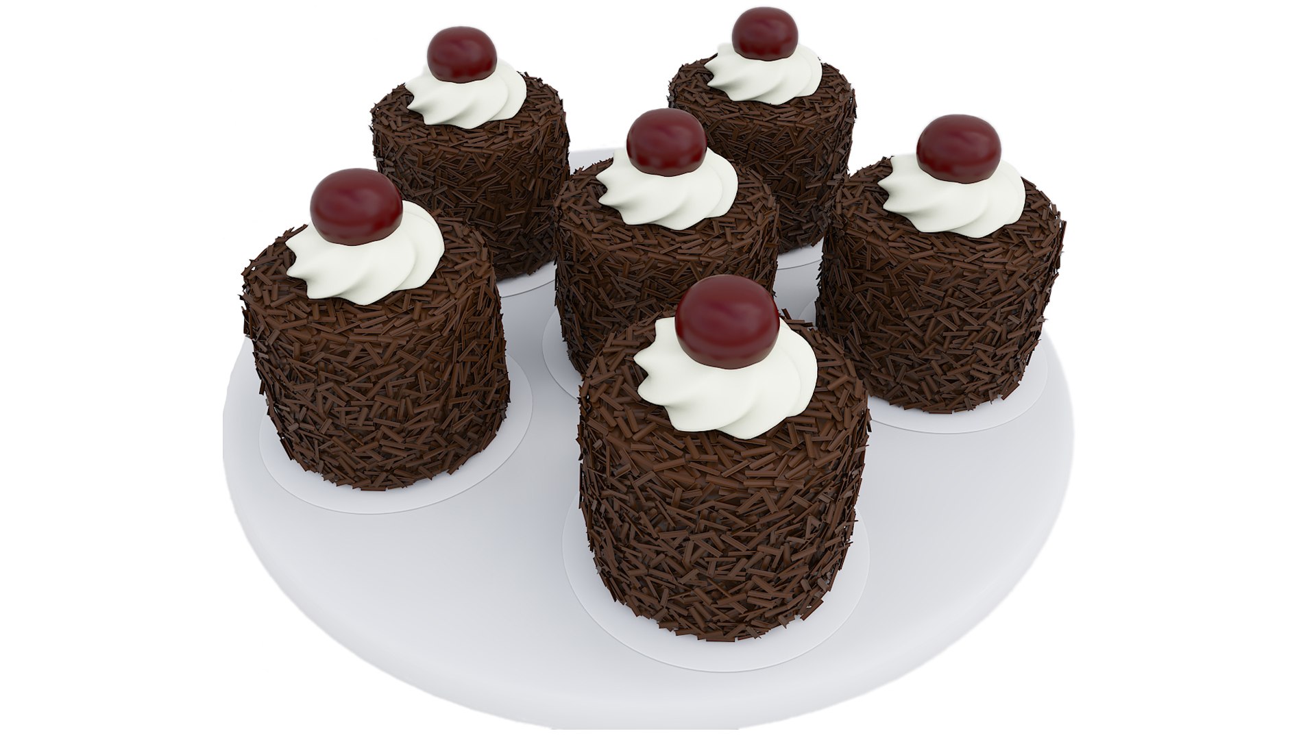 3D Cherry Chocolate Mini Cakes Model - TurboSquid 1945079