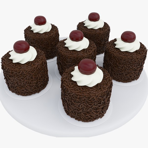 3D модель Cherry chocolate mini cakes - TurboSquid 1945079