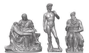 PIETA DAVID MOSE MICHELANGELO BUONARROTI 3D model
