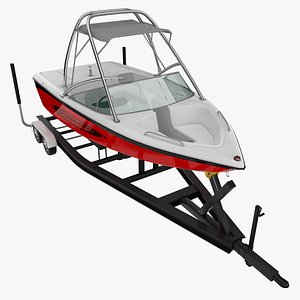 boat trailer motorboat 3d model