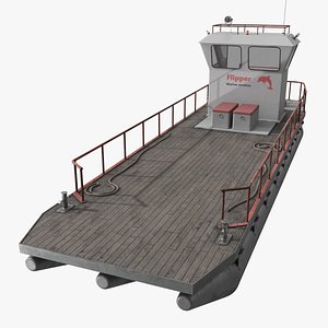 Flipper Pontoon Utility Boat with Yamaha Outboard Gray Rigged for Cinema 4D