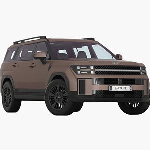 Hyundai Santa Fe 2024 With interior 3D model