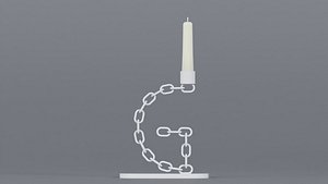 3D Alphabet G White Chain Candleholder 3D Model True PBR Renders Zero Cleanup UVs 4K PBR Textures