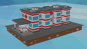 hospital ambulance cartoon 3D
