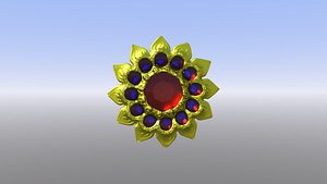 3D model golden brooch