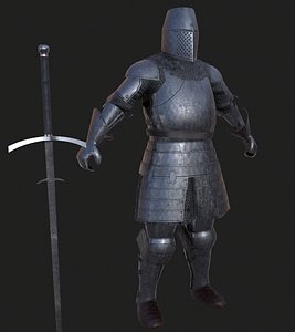 3D knight claymore pbr model
