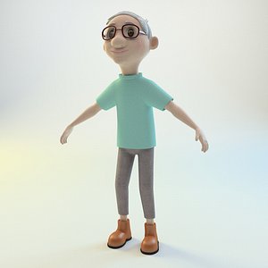Old man Lowpoly 3D Model Rigged and Animated