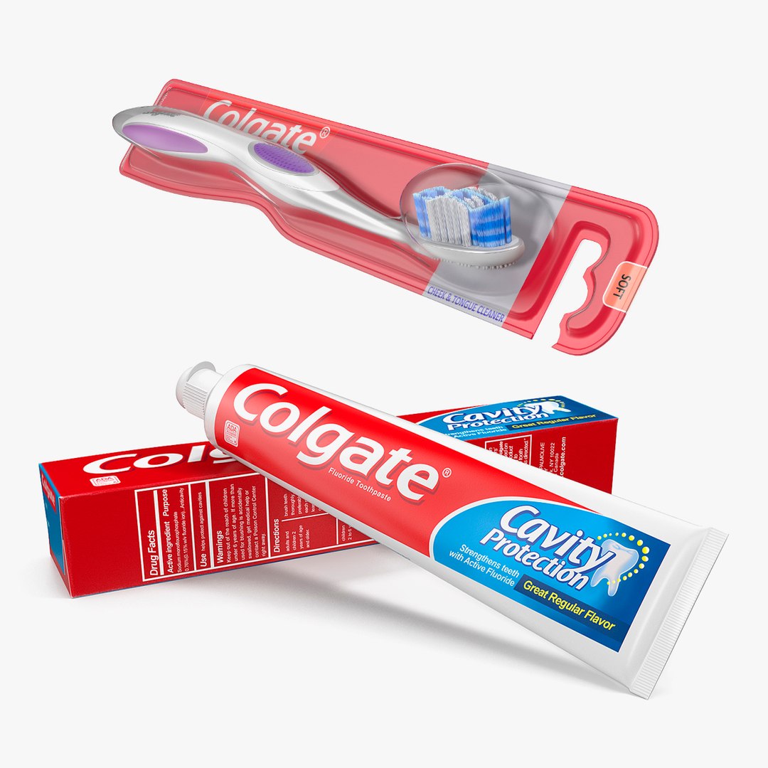 Colgate Toothbrush with Toothpaste Collection 3D model preview
