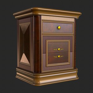 Vintage Furniture Bedside Table PBR Game Ready