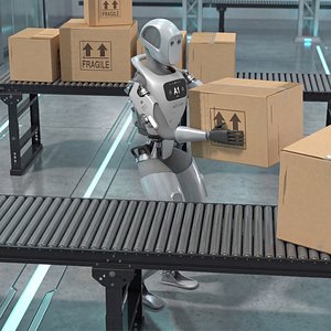 Apollo A1 Humanoid Carry Box Turn And Place Animated Rigged For Maya