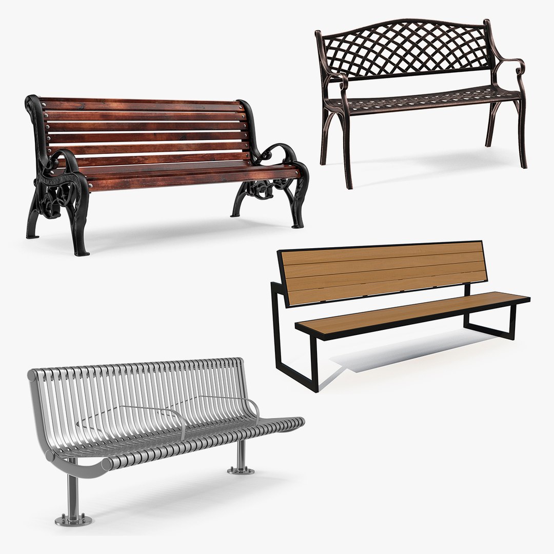 Street Benches Collection 2 3D model preview