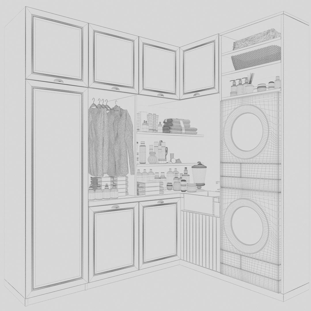 Modern Laundry Room With Clothes And Cosmetics 2 3D Model - TurboSquid ...