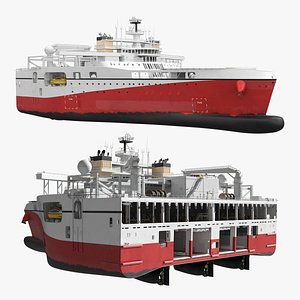Seismic Research Vessel with Helideck White and Red