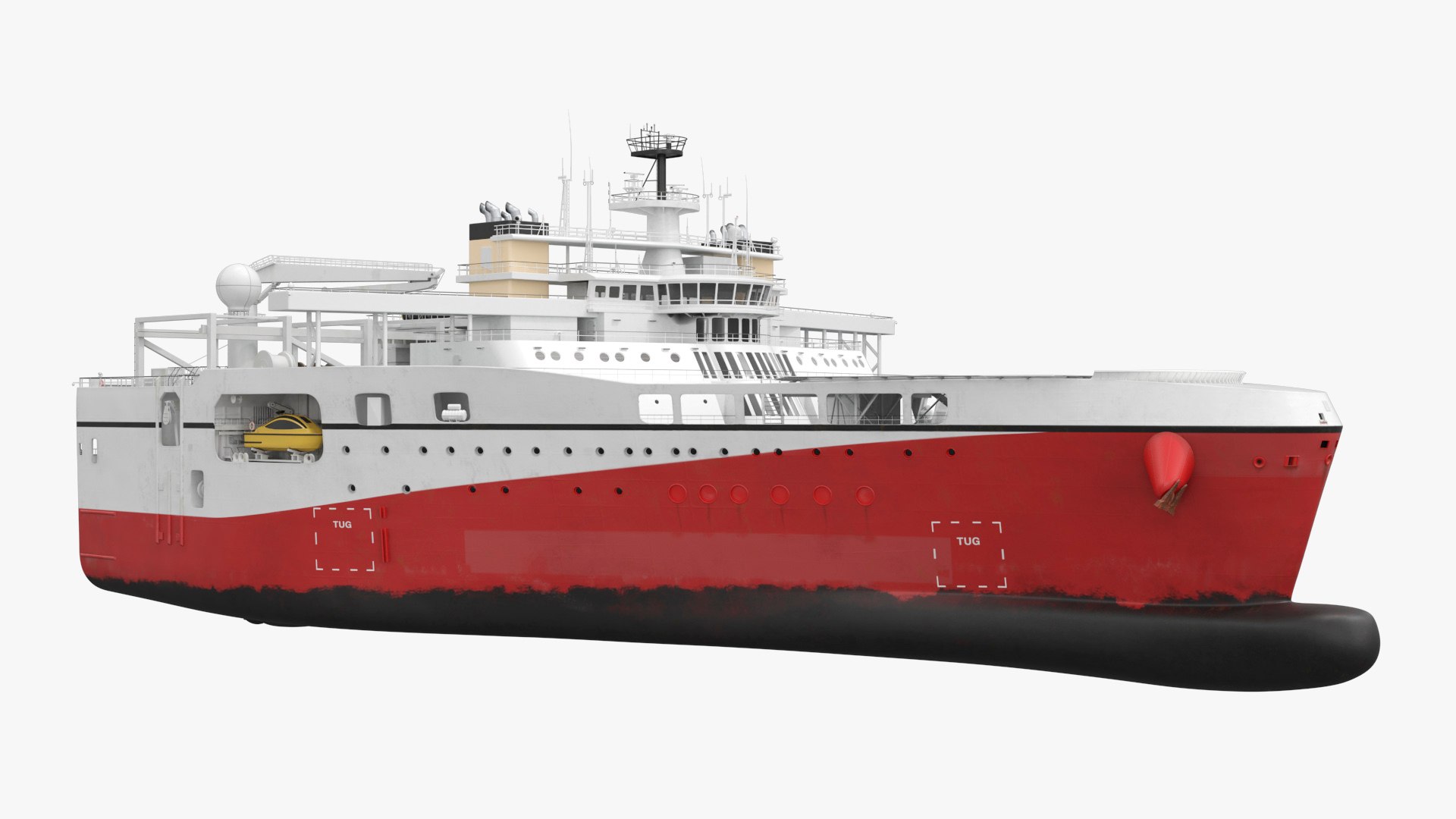 Seismic Research Vessel with Helideck White and Red 3D model preview