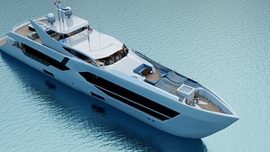 Yacht Sunseeker 116 with full interior 3D model