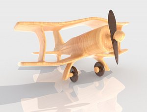 wooden toy airplane 3D