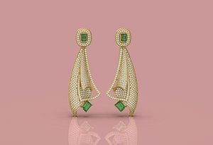 3D model Beautiful Diamond Earring -  0016