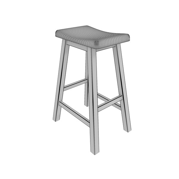 3d model bar stool walnut
