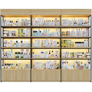 3D cosmetics rack showcase cream shampoo cream lotion foundation dispenser cupboard perfume design back model