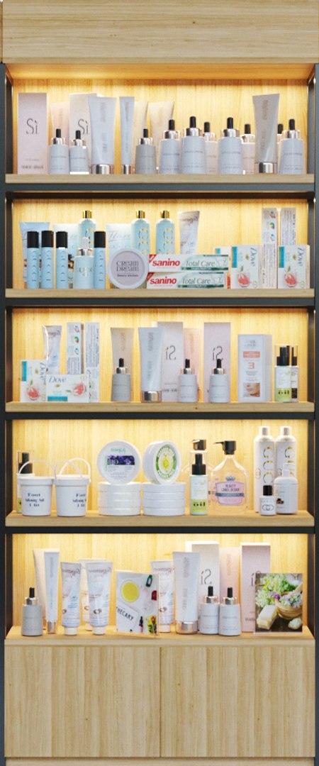 3D Cosmetics Rack Showcase Cream Shampoo Cream Lotion Foundation ...