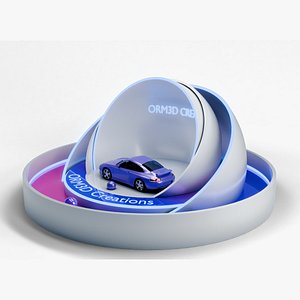 3D Futuristic 3D Car Display Booth Neon Lighting Exhibition Expo 3D model