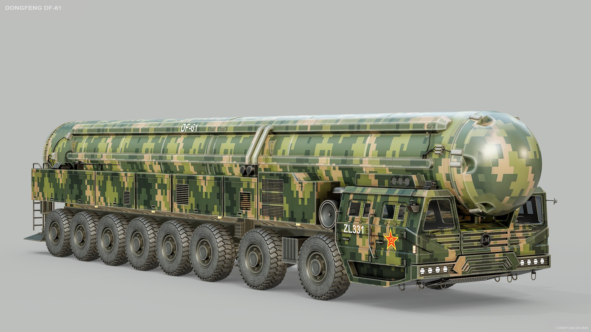 Dongfeng DF-61 Rigged Mobile Intercontinental Ballistic Missile PBR 3D ...