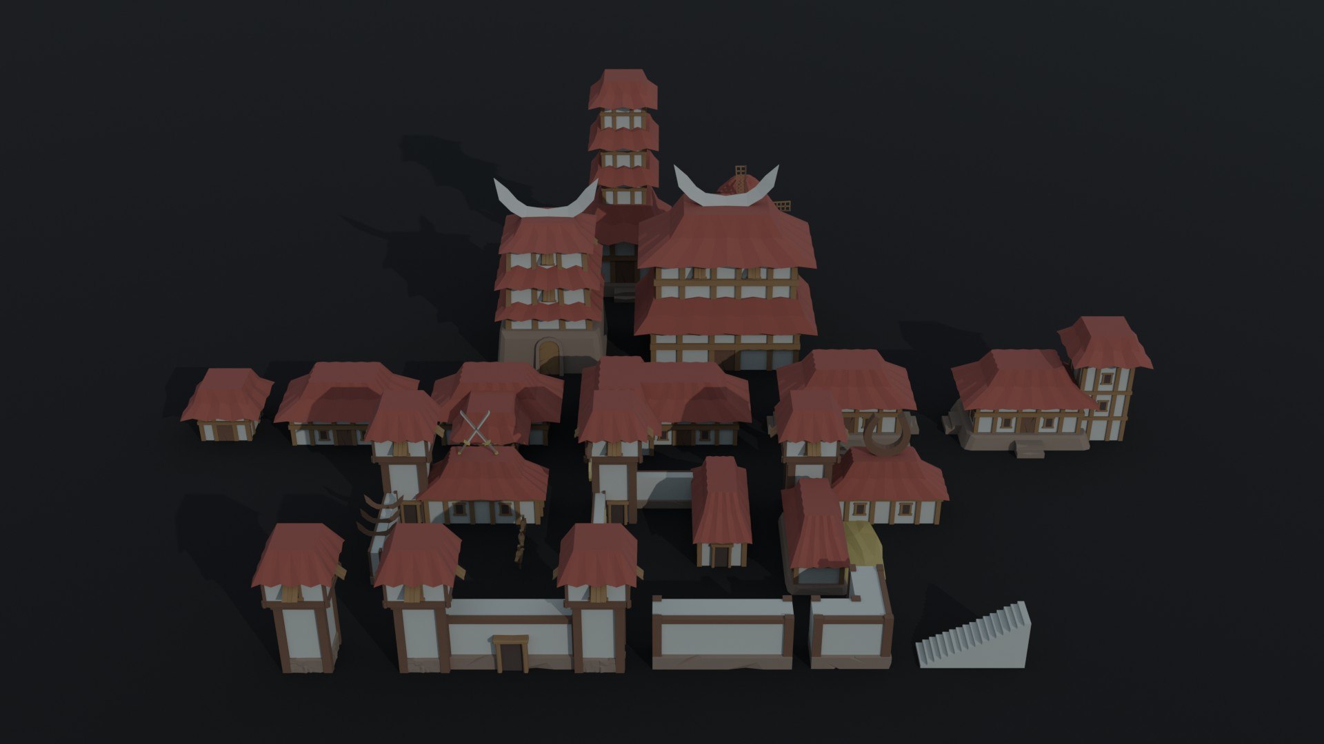 3D Low-poly Cartoon Fantasy Citys Asset Polygonal Style - TurboSquid ...