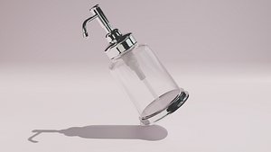 3D soap dispenser in glass and steel