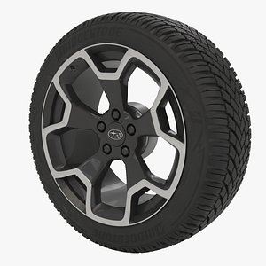 Car Tyre with subaru Rim - Bridgstone Blizzak 225-50-R17 3D