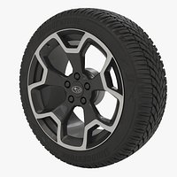 Car Tyre with subaru Rim - Bridgstone Blizzak 225-50-R17