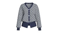 Girls Wide-Ribbed Hem Rhombus Cardigan