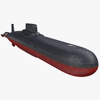Typhoon Class Submarine Project 941 or Akula 3D Model