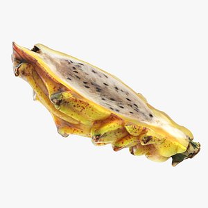 Yellow Dragon Fruit Cut Half 3D Model