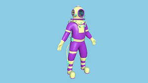 3D Diving Suit 06 Purple Yellow - Cartoon Character Design
