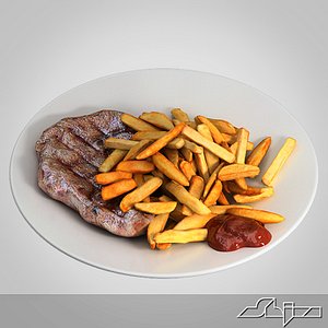 Roast Beef French fries with ketchup