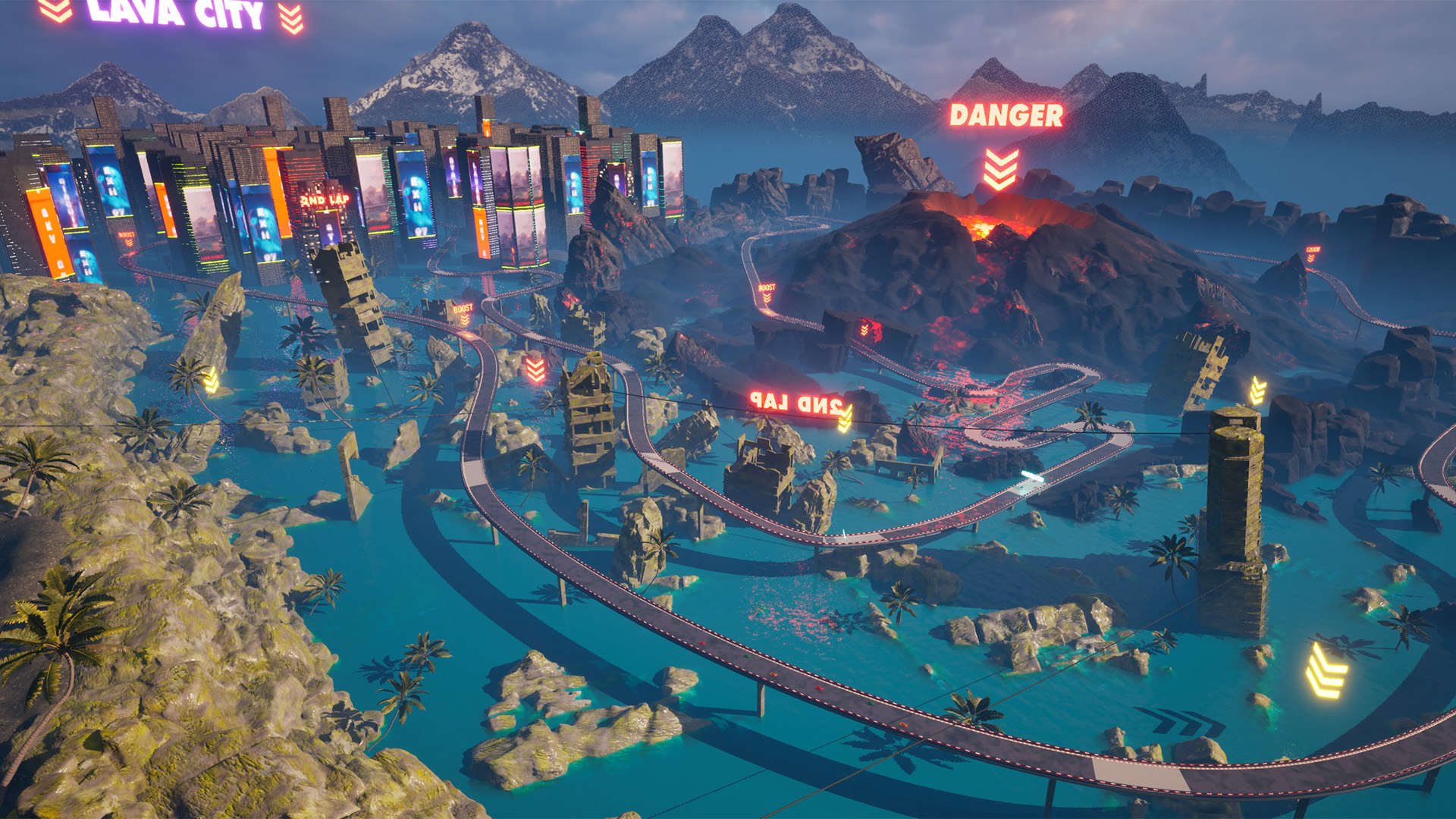 Cyberpunk City and Jungle Volcanic Race Course Environment 3D model https://p.turbosquid.com/ts-thumb/n5/jSP0up/4v/01highresscreenshot00006/jpg/1756911000/1920x1080/fit_q87/90b87c72e8faa710d07f7b9be230b827ac0232ad/01highresscreenshot00006.jpg