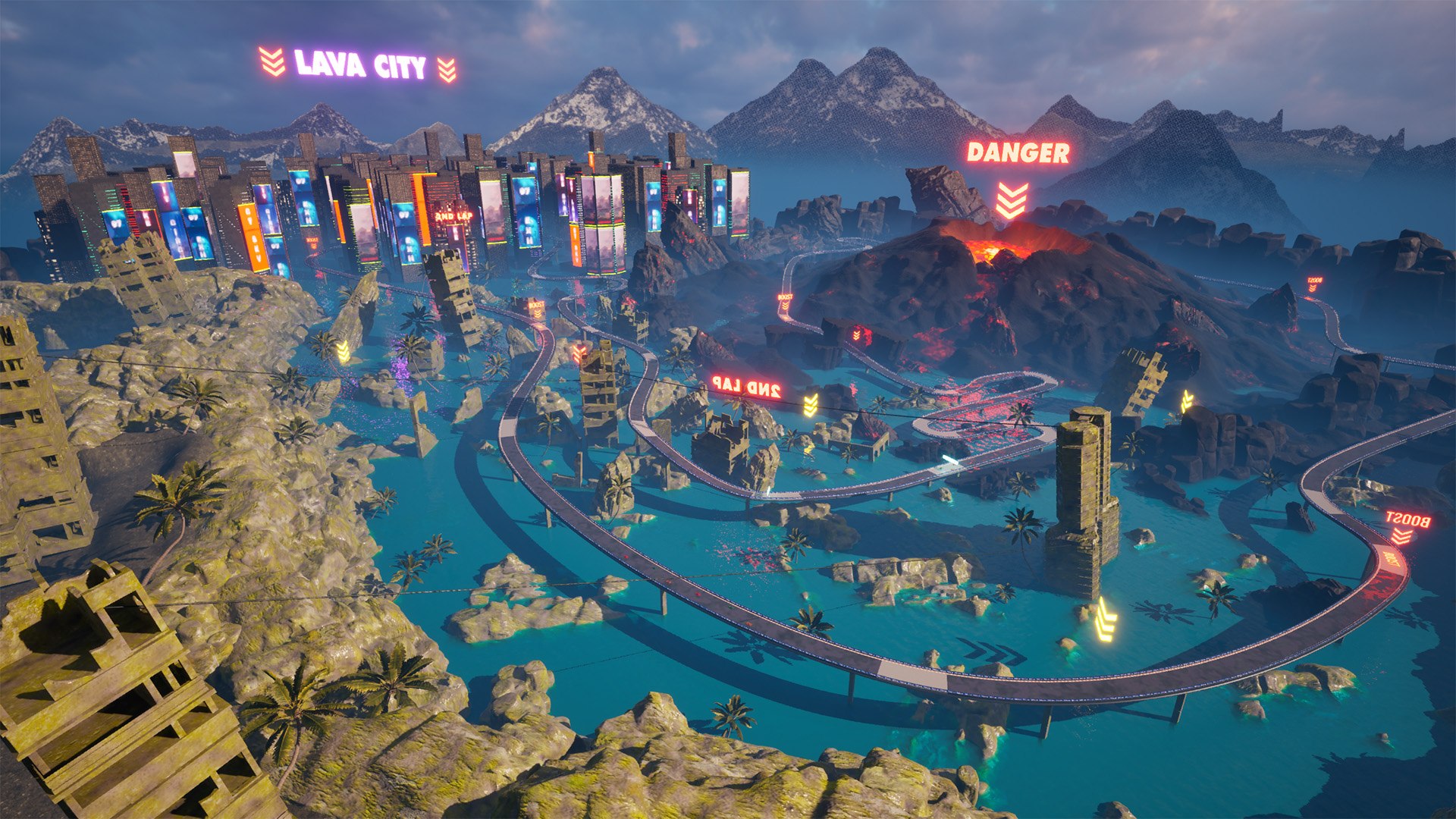 Cyberpunk City and Jungle Volcanic Race Course Environment 3D model https://p.turbosquid.com/ts-thumb/n5/jSP0up/FB/highresscreenshot00021/jpg/1756911008/1920x1080/fit_q87/848dd0b7de608f250129cbe11b24d3b417ff5df4/highresscreenshot00021.jpg
