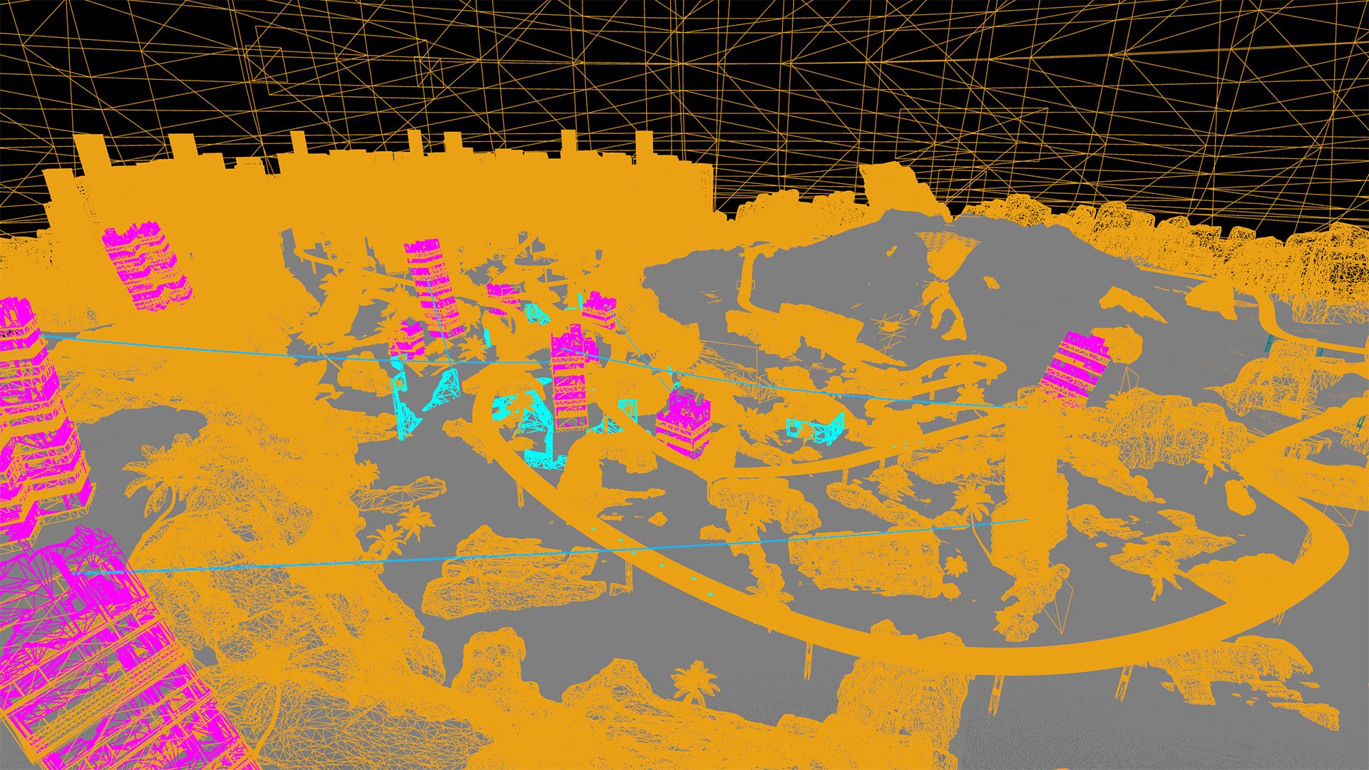 Cyberpunk City and Jungle Volcanic Race Course Environment 3D model https://p.turbosquid.com/ts-thumb/n5/jSP0up/gT/wirehighresscreenshot00023/jpg/1756911009/1920x1080/fit_q87/250241b79cb468cd471fbd3c0596cebe8c7a33fd/wirehighresscreenshot00023.jpg