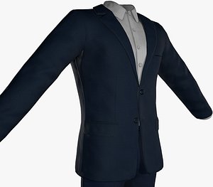 3D blue suit white shirt model