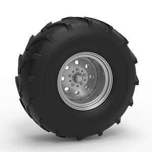 3D Front wheel from Mud dragster Version 4 Scale 1 to 25