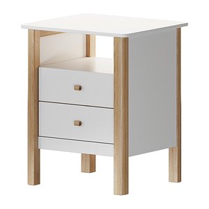 Hoff White Classic Bedside Table 3D