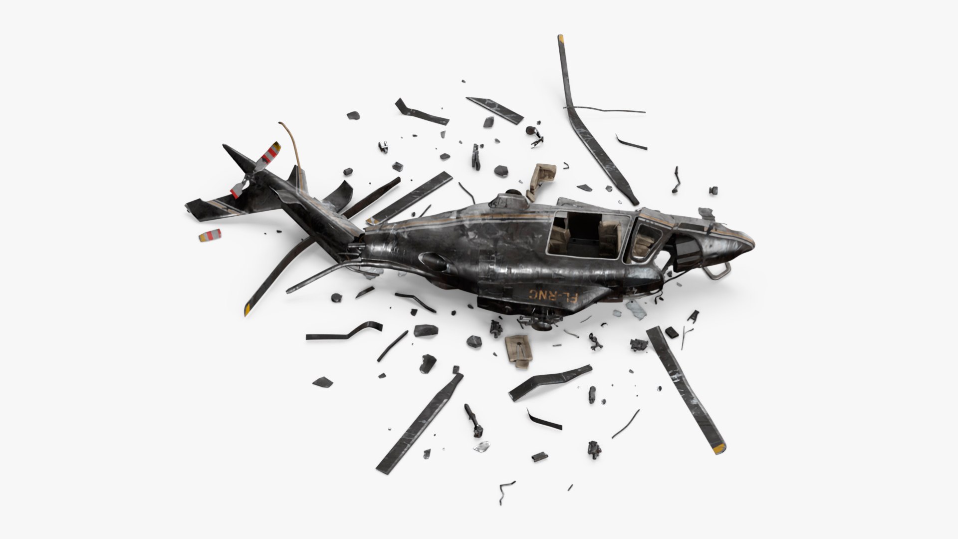 Agusta AW109S Wreck 3D model preview