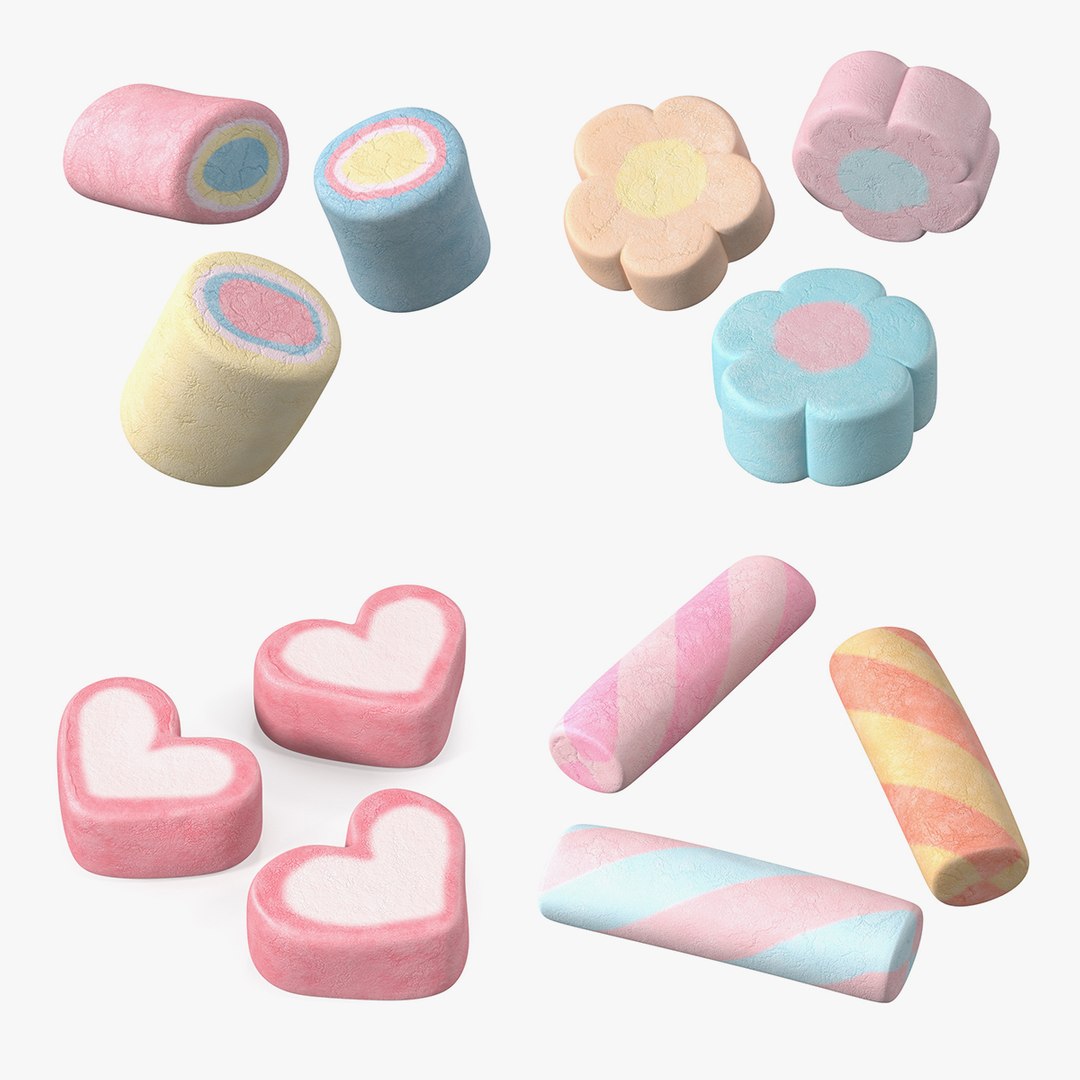 Shaped Marshmallows Collection 2 3D model preview