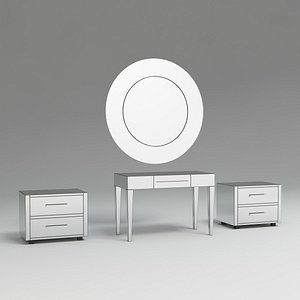 Mirrored Vanity Table Set with Nightstands